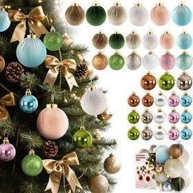 Lqyoyz Bbsdq-01 Velvet Christmas Tree Ornaments Balls- 36 Pcs 3.15 Inches 6 Colors- Colorful