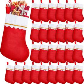 Lshfwn 735133451121 30 Pcs Red Felt Christmas Stockings Xmas Fireplace Hanging Candy Gi