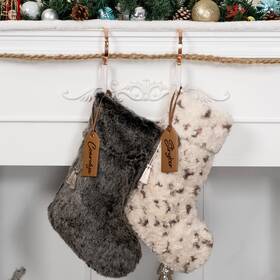Fchristmasfur2pspotdarkbrown Lubot Christmas Stockings Set Of 2 With Custom Name Tag 20 Spot Brown Rustic Neutral F