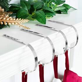Mchristmasholdersilvers4 Lubot Set Of 4 Metal Christmas Stocking Holder Hooks Fireplace Hanger With No