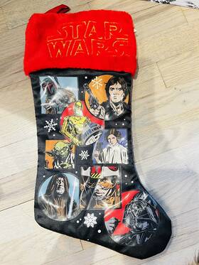 3cpo Lucasfilms 099794582816 Star Wars Christmas Black Stocking Han Princess Obie Vader Yoda Luke Boba