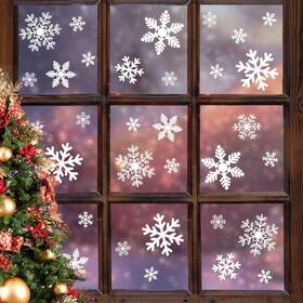 Ludilo 191868017795 135pcs Christmas Window Clings Snowflakes Decals Static