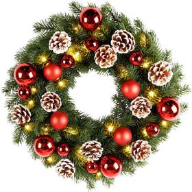 Bt41 Lulu Home Christmas Front Door Wreath 15.7 Inch Pre-lit With Ba