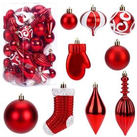 Lumiparty 955581732526 50 Pcs Christmas Tree Ornament Set - Shatterproof Ball Decorations Christma