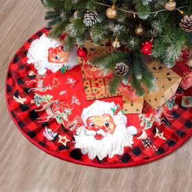 Xao-lunmon-11810 Lunmon Vintage Christmas Tree Skirt 48 Inches Retro Santa Pattern Xmas M
