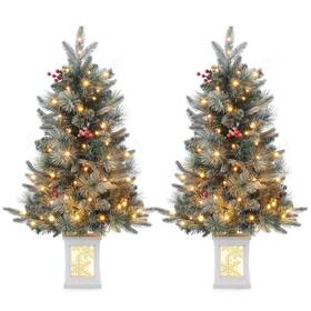Lunsy 196336177797 2 Pack 3ft Faux Frost Christmas Tree With Snowflake Light Box Base 70pcs