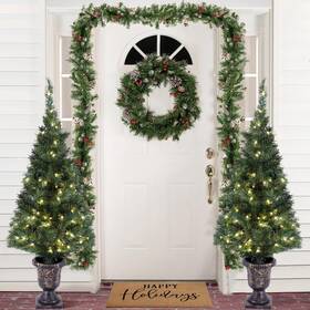 G0501a Luxenh Me 0.17 Luxenhome Set Of 2 Small Christmas Tree 4ft Artificial Prelit With Lights