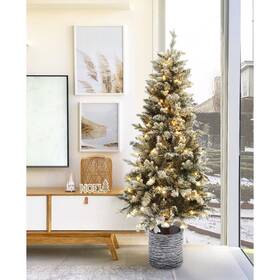 Luxenhome 810053168165 5.6ft Pre-lit Led Artificial Slim Fir Christmas Tree With