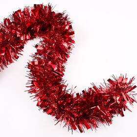 Zz-005-010 Lzzywydtt 33ft Christmas Tinsel Garland Red Shiny Metallic Foil Decorations For Parade