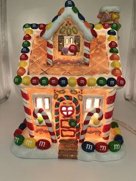 284519 M&ms Christmas Lighted Gingerbread House Kurt S Adler - In Box Tested Works