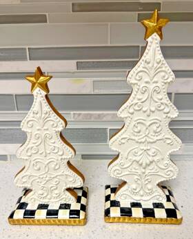 Mackenzie-childs 313018677677 Gingerbread Tree Resin Tabletop Christmas Decor Set Of 2