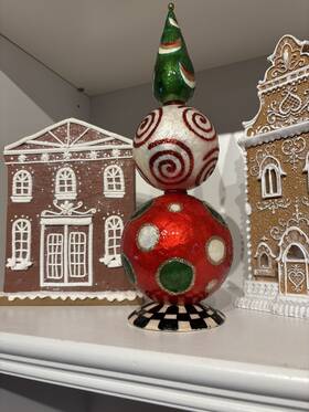 35517-4118 Mackenzie-childs Jolly Finial Red Green Capiz Holiday Christmas X-mas Bx Euc