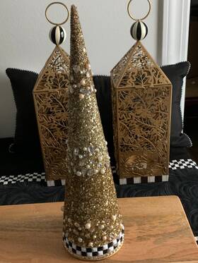 Mackenzie Childs 840115605741 New Beaded Tabletop Golden Hour Christmas Tree 18 Inch