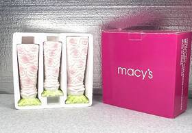 11113717 Macys Ceramic Candle Holders Rose Dinner Set 3 Candles Holiday Christmas Gift
