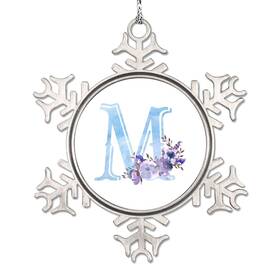 E8401cmwv31m Madcolitote Blue Letter Purple Floral Christmas Ornaments 2022 Snowflake 3 Inch M