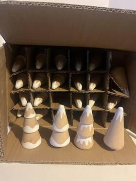Made For Retail 810655176049 Lot Of 48 Solid Wood Christmas Trees Decor