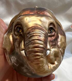 Ppt-002-0153 Made In Poland Large Elephant Polish Mouth Blown Glass Christmas Ornament Tree Decoration