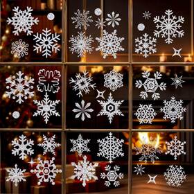 Cy093 Maglogy Glitter Snowflake Window Clings 93pcs Christmas Silver Cl Inch