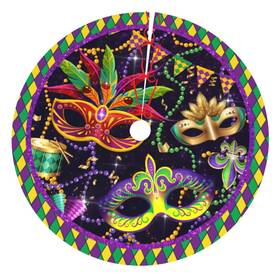 Majoug-treeskirt-001 Majoug Mardi Gras Christmas Tree Skirt 36 For Xmas Halloween New Year Holiday Party