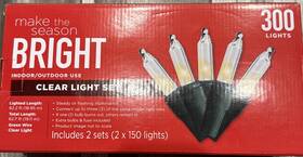 Making The Season Bright 195602114870 300 Clear Christmas Light Set - Make Indoor/outdoor New