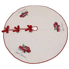 Xd1981256tsfab Manor Luxe Merry Christmas Truck Tree Skirt 56-inch Round Natural