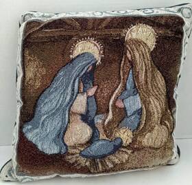 Manual Woodworkers & Weavers Inc. 725734544667 Christmas Nativity Tapestry Square Pillow Artist Sally Eckman Roberts