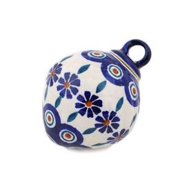 H8527q Manufaktura Polish Pottery Christmas Ball Ornament 4 Inch Peacock