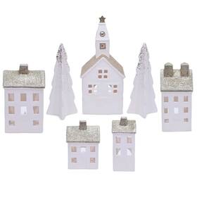 Gb9pvgg Mark Feldstein & Associates Christmas Village With Led Lights Houses Church Glitter Porcelain Trees Feldman
