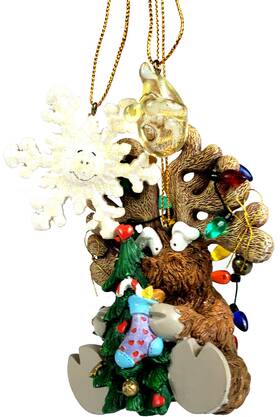 C51-4456b Mark Klaus Rudney Reindeer 3-piece Christmas Ornament Set Raindrops Wish