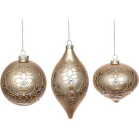 Mark Roberts 680036431681 2022 Fleur Gold Ornament Set Elegant Handmade Christmas Decor Assortment Of 3