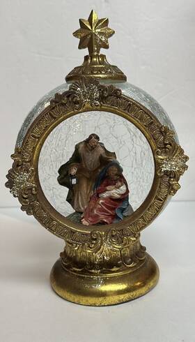 Mark Roberts 680036513769 Christmas Nativity Holy Family Star Finial Crackle Glass Gold Globe