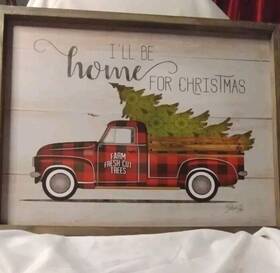 Marla Rae 704751112493 Home For Christmas - Vintage Truck With Tree/ 17x13