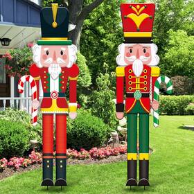 Do-marsui-4473630 Marsui 2 Pcs Large Metal Christmas Nutcracker Yard Sign With Stakes 45 Inch X