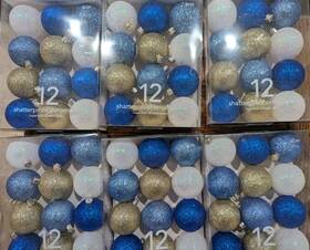 Martha Stewart 719046910111 Christmas Tree Ornaments Balls Blue Gold 72 Count Glittery 1.9 Inch
