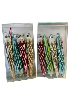 Martha Stewart Living C-122806 16pc Shatter-resistant Icicle Christmas Ornaments Red