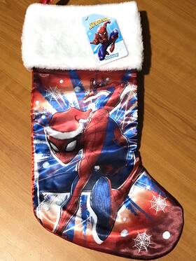 Marvel 193849044981 Spiderman Christmas Stocking With White Plush Cuff 18 Inch New