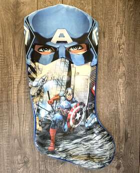 Marvel 681884166312 New 2015 Captain America Avengers Assemble Christmas Stocking Blue Sateen