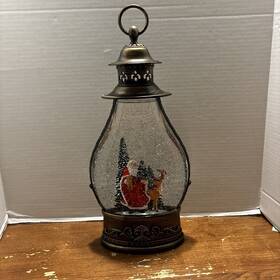 Masala House 841887115735 Holiday Lantern Globe With Led Lights Santa Claus Reindeer Christmas Tree
