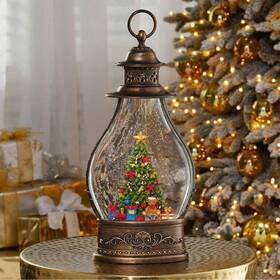 Masala House 841887115742 14 Inch Holiday Lantern Globe With Led Lights Christmas Tree