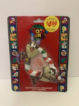Matrix 097013715373 Vtg 1997 Looney Tunes Picture Frame Christmas Ornament Magnet Tasmanian Devil