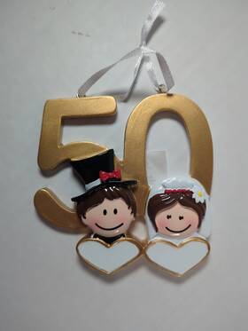 Maxora 714046717913 50th Anniversary Brown Personalized Christmas Tree Ornament New With Tags