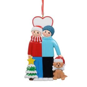 Maxora 753272091404 Couple With A Dog Christmas Ornament - Personalized Family