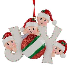 Maxora 769390596981 2024 Christmas Ornaments - Personalized Joy Family Of 4 Ornament Elves Fami