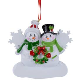 Maxora 769390597308 Snowman Family Of 2 Personalized Christmas Ornamen Resin Snowflake Or