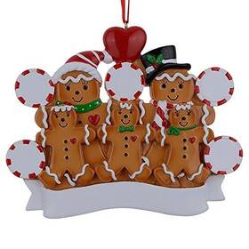 Maxora 769390597391 2024 Family Christmas Ornament - Personalized Gingerbread Of 5 Ornamen
