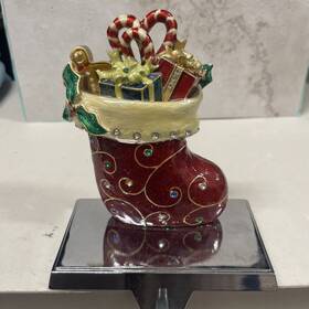 753290 May Department Stores Christmas Embellished Stocking Holder Jeweled 2003 5 Inch