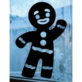 Mcadoorwe 791794182016 Christmas Gingerbread Man Large Window Cling Silhouette Decal Decor