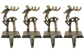 N-375 Medoore 4 Pieces Reindeer Christmas Stocking Holder Hooks Skid Mantel Ha