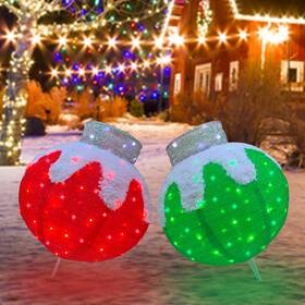 Rgb01 Meetjoyancy Outdoor Christmas Balls Lighted 2pcs Pop-up Ornaments Deco