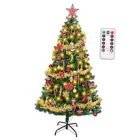 Meetxmas 619264186933 Artificial Christmas Tree With Lights And Ornaments Small 4ft Gold Red Green